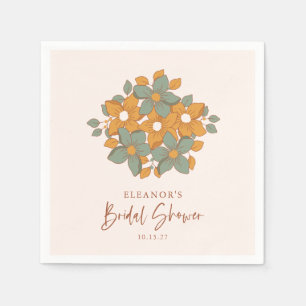 Serviette En Papier Mariage bohème rétro floral personnalisé sarcelle 