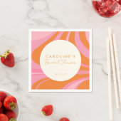 Serviette En Papier Mariage Bohème Rose Orange Abstrait Personnalisé (En situation)