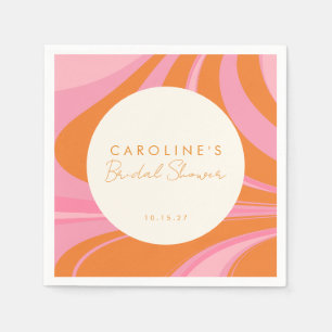 Serviette En Papier Mariage Bohème Rose Orange Abstrait Personnalisé