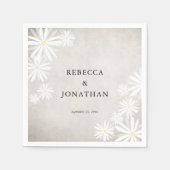 Serviette En Papier Mariage Bohème Rustique Fleurs Blanches Simples (Devant)