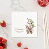 Serviette En Papier Mariage Bohème Rustique Nature Botanique Personnal (En situation)