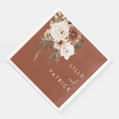Serviette En Papier Mariage Bohème Terracotta Fleurs Fiançailles Soiré (Coin)
