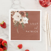 Serviette En Papier Mariage Bohème Terracotta Fleurs Fiançailles Soiré (En situation)