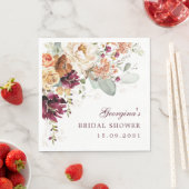 Serviette En Papier Mariage Bohème Terre Cuite Fleurs Marron (En situation)