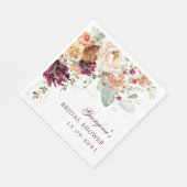 Serviette En Papier Mariage Bohème Terre Cuite Fleurs Marron (Coin)