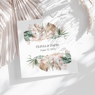 Serviette En Papier Mariage Bohème Tropical Orchidée et Monstera