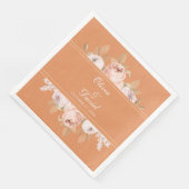 Serviette En Papier Mariage Boho Apricot Peonies (Coin)