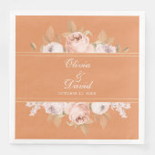 Serviette En Papier Mariage Boho Apricot Peonies (Devant)