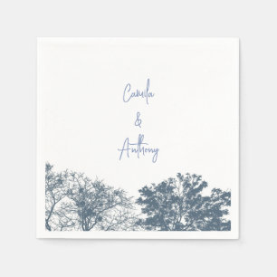 Serviette En Papier Mariage Boho Arbres Bleus Bas