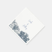 Serviette En Papier Mariage Boho Arbres Bleus Bas (Coin)