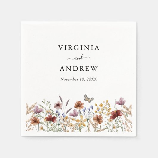 Serviette En Papier Mariage Boho blanc (Devant)