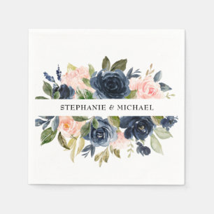 Serviette En Papier Mariage Boho bleu bleu bleu rose bleu marine