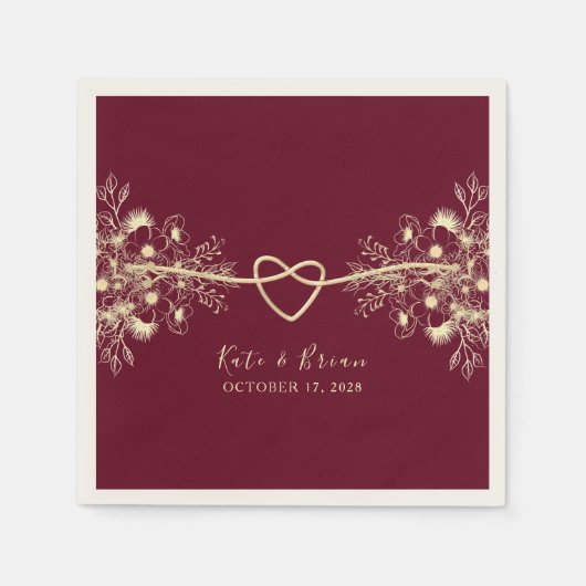 Serviette En Papier Mariage Boho Bourgogne (Devant)