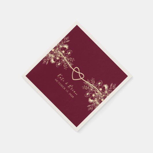 Serviette En Papier Mariage Boho Bourgogne (Coin)