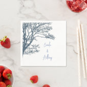 Serviette En Papier Mariage Boho d'arbre simple bleu (En situation)