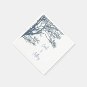 Serviette En Papier Mariage Boho d'arbre simple bleu (Coin)