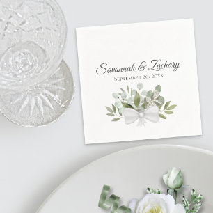 Serviette En Papier Mariage Boho de cluster Eucalyptus à aquarelle rus