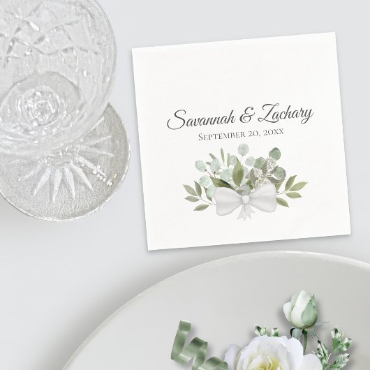 Serviette En Papier Mariage Boho de cluster Eucalyptus à aquarelle rus