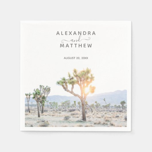 Serviette En Papier Mariage Boho de Merci Joshua Tree simple et modern (Devant)