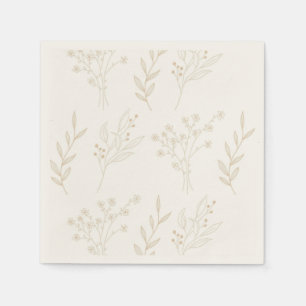 Serviette En Papier Mariage Boho Floral Beige