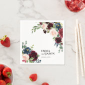 Serviette En Papier Mariage Boho Floral Bourgogne Blush (En situation)