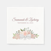 Serviette En Papier Mariage Boho Floral Rose rose Dusty (Devant)