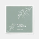 Serviette En Papier Mariage Boho Floral Sage Green (Devant)