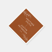 Serviette En Papier Mariage Boho Orange Brûlé en terre cuite moderne (Coin)