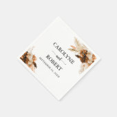 Serviette En Papier Mariage Boho Pampas Grass Bohême (Coin)