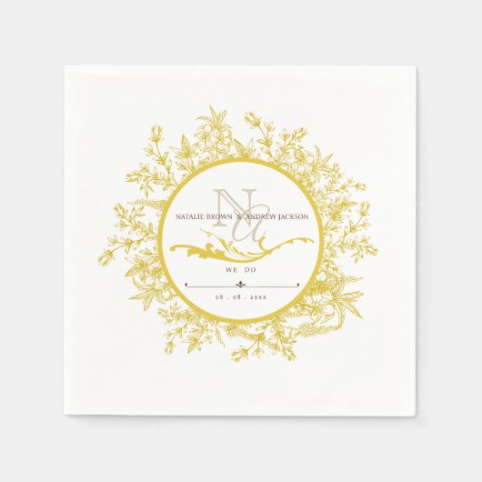 Serviette En Papier Mariage Boho Personnalisé Monogram Napkin (Devant)