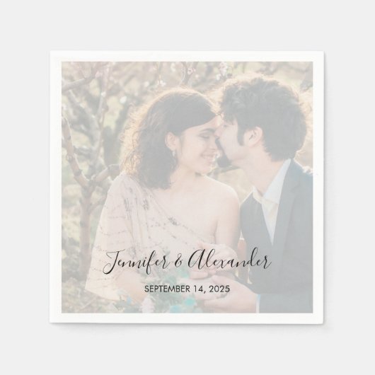 Serviette En Papier Mariage boho photo rustique élégant (Devant)