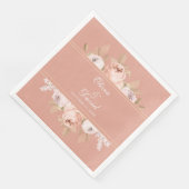 Serviette En Papier Mariage Boho Pink Peonies (Coin)