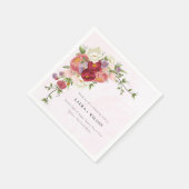 Serviette En Papier Mariage Boho rouge rose vif Fleurs blanches (Coin)