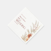 Serviette En Papier Mariage Boho Rustique Blanc Et Crème (Coin)