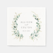 Serviette En Papier Mariage boho rustique eucalyptus vert (Devant)