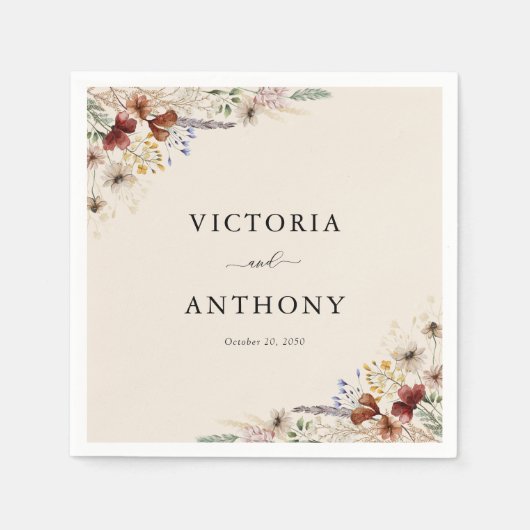 Serviette En Papier Mariage Boho Tiny Fleur sauvage (Devant)