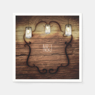 Serviette En Papier Mariage Bois de Campagne Rustique & Pots Mason Lum