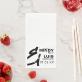 Serviette En Papier Mariage BOLD AMPERSAND Grunge Noir Blanc (En situation)