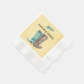 Serviette En Papier Mariage Boots Cowboy 🤠 Monogramme Rustique Occide (Coin)