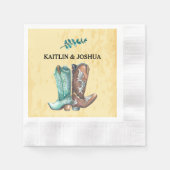 Serviette En Papier Mariage Boots Cowboy 🤠 Monogramme Rustique Occide (Devant)