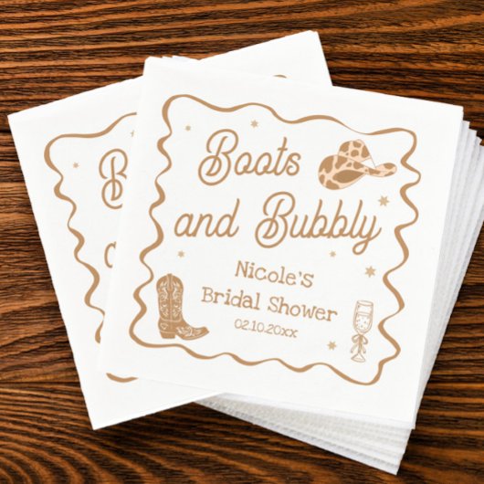 Serviette En Papier Mariage Boots et Bubbly