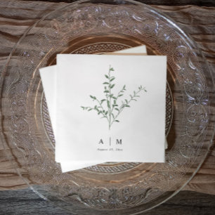 Serviette En Papier Mariage Botanique à Branche Simple Moderne