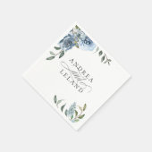 Serviette En Papier Mariage botanique bleu Dusty (Coin)