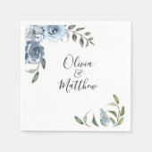 Serviette En Papier Mariage botanique bleu Dusty (Devant)