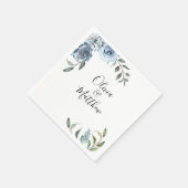Serviette En Papier Mariage botanique bleu Dusty (Coin)