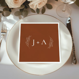 Serviette En Papier Mariage Botanique Chic Rustique Moderne Monogramme