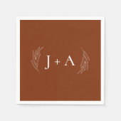 Serviette En Papier Mariage Botanique Chic Rustique Moderne Monogramme (Devant)