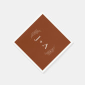 Serviette En Papier Mariage Botanique Chic Rustique Moderne Monogramme (Coin)