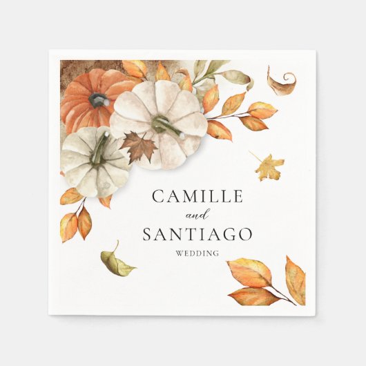 Serviette En Papier Mariage botanique d'automne personnalisé (Devant)