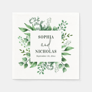 Serviette En Papier Mariage botanique de forêt au lavis